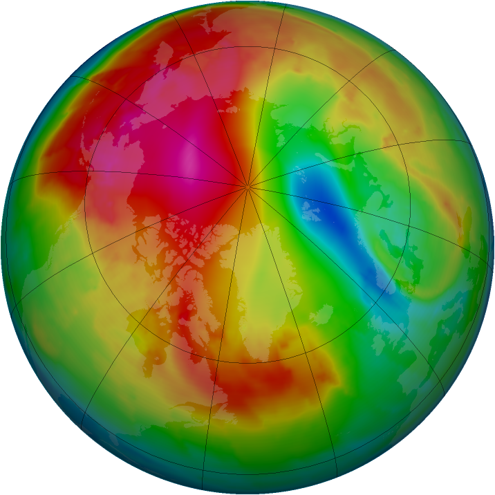Arctic ozone map for 02 February 2012